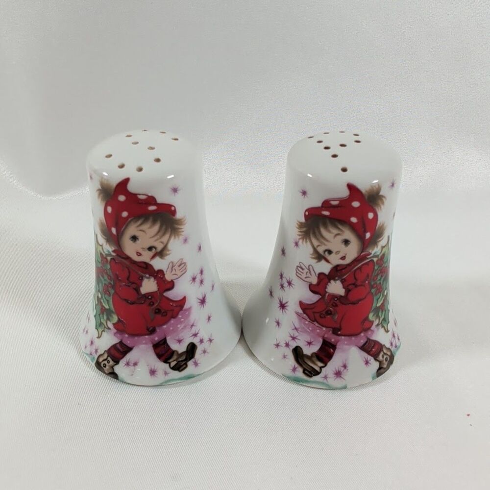 Vintage Lefton Christmas Christy Salt Pepper Shakers #441 Japan MCM